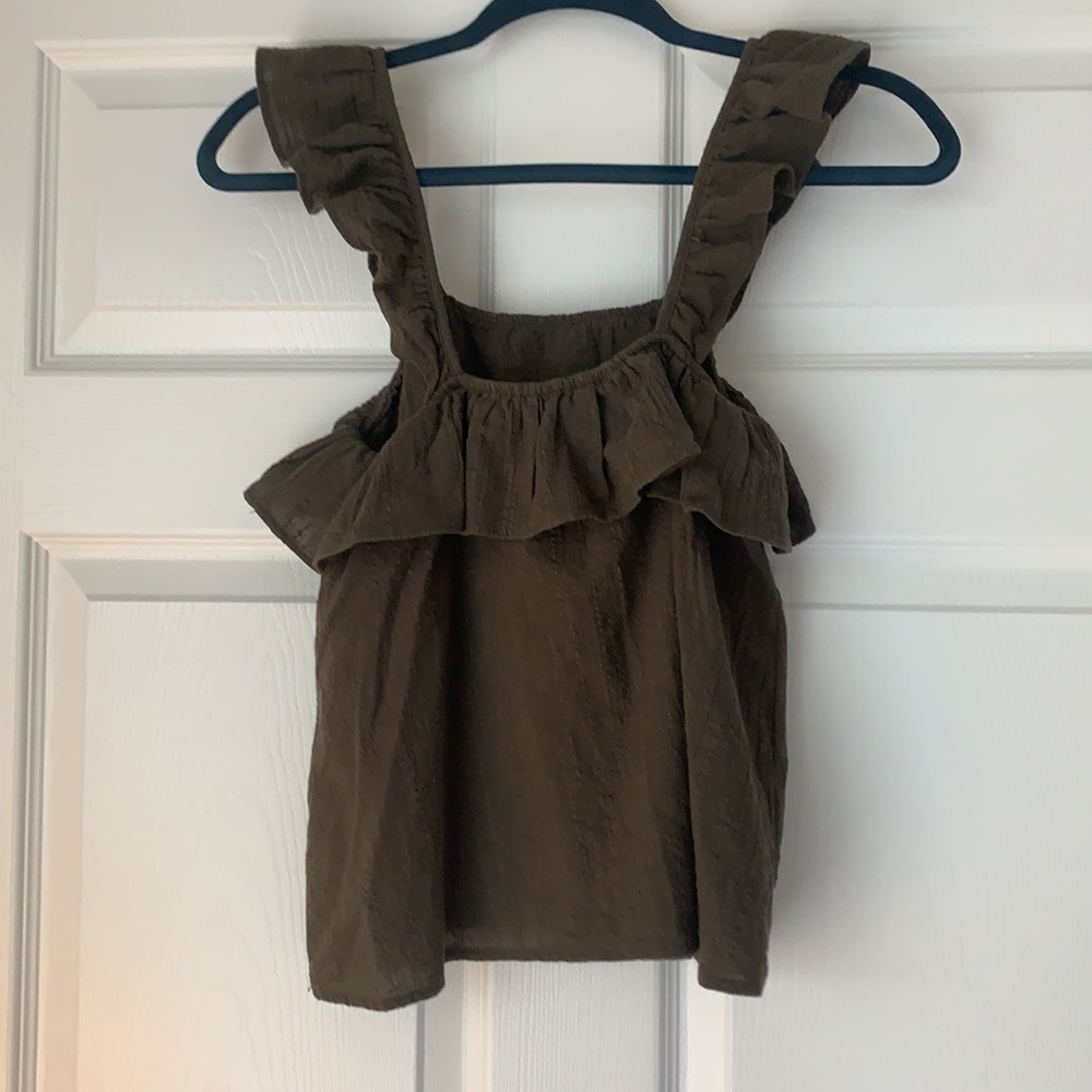 Green (Olive) Ruffle Top - Picture 3 of 4